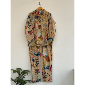 Conjunto de Pijama de Manga Larga con Estampado Floral, 100% Algodón, Cuello en V, Cintura Elástica, Tejido Transpirable, Bolsillos Ecológicos - Product Image 2