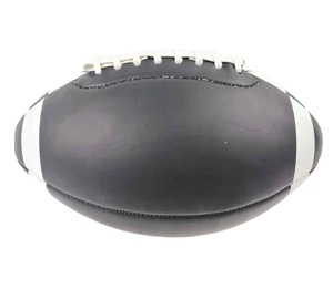Ballon de rugby en cuir PU personnalisé avec logo Solid Traders, taille officielle 3 6 9, noir, léger, antidérapant, facile à saisir - Product Image 1