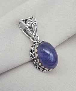 Pendentif Cabochon Tanzanite Naturelle en Argent Sterling 925 Fait Main, Bijou en Pierre Précieuse Bleu Violet, Cadeau - Product Image 4