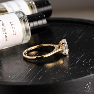 Anillo de compromiso de moissanita con corte Ruf, plata de ley 925, chapado en oro y rodio, engaste de púas, solitario, para mujer - Product Image 3