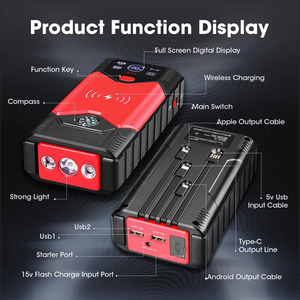 1200A Car Jump Starter With Air Compressor Portable Jump Starter <b>Battery</b> Booster with Air <b>Pump</b> Jump Starter with Tire Inflator - Product Image 2