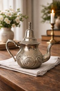 Decorative luxury centrepiece elegant <b>tea</b> brewing <b>pot</b> artisan hosting accessory premium engraved serve ware floral decorative - Product Image 5