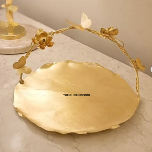 Modern Style Aluminum Metal <b>Round</b> Shape Silver Plated <b>Sets</b> Of <b>4</b> Creative Handcrafted Decorative Tray - Product Image 3