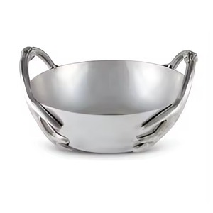 Tazón de Servir de Metal con Acabado Pulido, Tazón de Acero Inoxidable para Alimentos, Vajilla Elegante para Cocina y Comedor, Plato para Servir Ensaladas y Frutas para el Hogar - Product Image 4