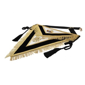 Tablier en cuir réglementaire anglais pour diacre senior - Tablier de cérémonie pour grand diacre senior, durable, forme carrée, broderie en soie - Product Image 5