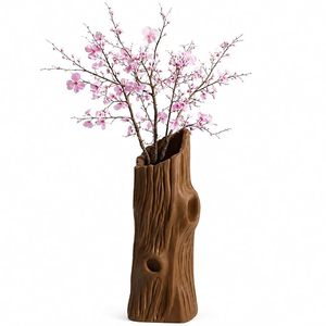 Jarrón de Bambú Tallado a Mano con Forma de Tronco de Árbol, Porta Flores Rústico para Mesa, Decoración Bonsái para el Hogar - Product Image 5