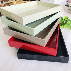 Bandeja de servicio de laca rectangular azul de lujo con borde blanco decorativo Precio del fabricante para la decoración del hogar - Product Image 6