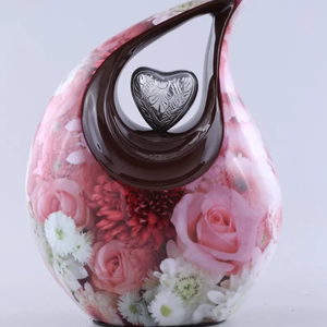 Uzair Handicrafts Colorful Tear Drop Customizable Design Adult Burial Cremation Urn Metal Ashes <b>Memorial</b> <b>Keepsake</b> Vase Funeral - Product Image 2