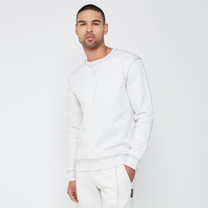 Sudadera Blanca de Cuello Redondo para Hombre, Corte Regular, Tejido de Punto, Color Sólido, Informal, para Invierno, 100% Algodón, Transpirable, Ecológica, 300g - Product Image 5
