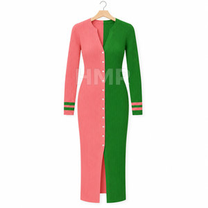 เสื้อคลุมคาร์ดิแกนยาวทรงเข้ารูปสีเขียวชมพู ยี่ห้อ HMR Sorority Sisterhood พร้อมกระดุมปิด คอเสื้อแบบคอกลม ความยาวเต็มตัว สไตล์เซ็กซี่สำหรับใส่ไปเที่ยวคลับ - Product Image 5