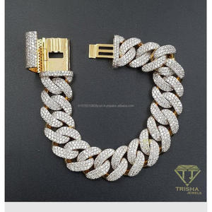 Bracelet Cuban Link entièrement serti de diamants Moissanite sertis à la main, style de bijoux de luxe et de caractère - Product Image 2