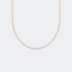 Collier tennis de luxe en or 14 carats plaqué or, serti de diamants de laboratoire de couleur E, taille brillant rond, 7,30 carats au total, certifié IGI - Product Image 6