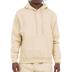 Men's <b>Black</b> Hooded <b>Sweatshirt</b> Regular Fit Solid Color Casual Pullover Cotton Knitted Autumn Wear - Product Image 2