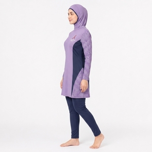 Traje de Baño Burkini Modesto de 3 Piezas para Mujer, de Alta Calidad, Personalizable, con Corte Alto en la Parte Delantera, Espalda Descubierta, Estampado, Transpirable y de Secado Rápido - Product Image 6