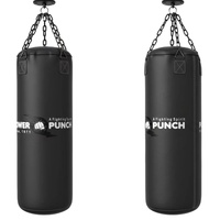 POWER PUNCH Sac de frappe en cuir robuste et durable pour la boxe et le Muay Thai, remplissage de sable 25KG, garantie 2 ans