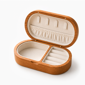 Manufacturer Custom Solid Wood Oval Jewelry <b>Box</b> with Magnetic Closure Engraved Printing Soft <b>Velvet</b> Lining for Valentine's Day - Product Image 5