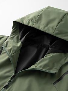 Veste matelassée à capuche pour homme, vert olive, coupe-vent, fermeture éclair décontractée, coupe régulière, pour l'automne - Product Image 3