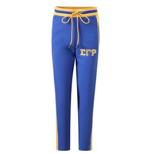 Pantalon de survêtement en polaire technique Sigma Gamma Rho SGRho bleu et or – Vêtements grecs haut de gamme pour sororité - Product Image 1