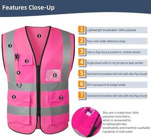 เสื้อกั๊กนิรภัย Wings Traders ขายส่งจากโรงงาน ราคาถูก คุณภาพสูง สะท้อนแสง มาตรฐาน ANSI Class 2 EN ISO 20471 - Product Image 3