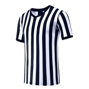 <b>Men's</b> Black <b>White</b> Striped V-Neck Soccer Jersey Short Sleeve Moisture Wicking Polyester Sport Apparel Regular Fit Adult Size - Product Image 2