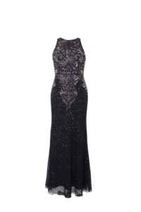 Vestido de Noche de Lentejuelas Negro de Lujo |   Cuello Halter sin Mangas |   Vestido de Fiesta Largo Estilo Sirena |   Elegante Vestido Formal de Novia para Boda o Graduación - Product Image 1