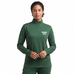 Sudadera Personalizada para Mujer, Cuello Alto, Cierre de Cremallera de un Cuarto, Mangas Largas, Corte Regular, Transpirable, Color Verde Sólido - Product Image 6