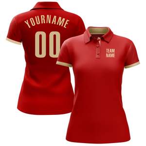 เสื้อโปโลผู้ชายสีแดงแบบสั่งทำ แขนสั้น ผ้าถักโพลีเอสเตอร์ ระบายอากาศได้ดี พร้อมพิมพ์ชื่อทีมและหมายเลขด้วยเทคนิคการพิมพ์แบบรีดร้อน - Product Image 3