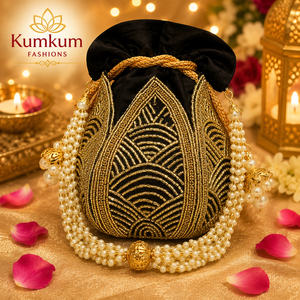 Sac à cordon Lotus Potli, cadeau de mariage, sac de mariée ethnique indien de luxe fait main, pour fiançailles, Diwali, Ramadan, festivités - Product Image 4