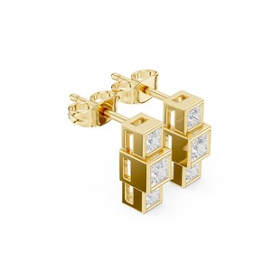 Excelentes pendientes con forma de corte princesa, pendientes de moda de oro macizo de 14 quilates para mujer, joyería de diamantes cultivados en laboratorio, diseño elegante - Product Image 6