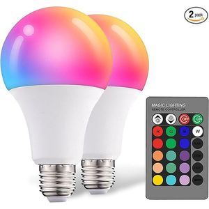 Lampadina LED E26 Dimmerabile 6W RGBW, 500LM, 16 Modalità di Cambio Colore con Telecomando per Feste Natalizie - Product Image 1