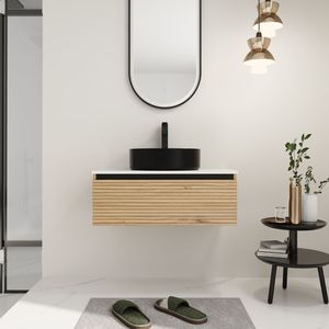 30-Inch Wall Mounted <b>Bathroom</b> <b>Vanity</b> with Black Art Ceramic Sink and 1 Soft Close Drawer KD Packing - Product Image 2