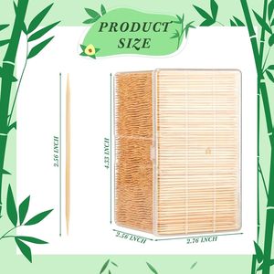 12000 Stuzzicadenti in Legno di Bambù con Scatola di Plastica Trasparente, Doppia Punta Rotonda per Antipasti e Barbecue - Product Image 2
