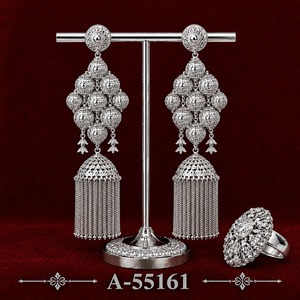 Boucles d'oreilles classiques plaquées or 24 carats avec motif floral pour femmes, bijoux de mariage A-55158 - Product Image 4