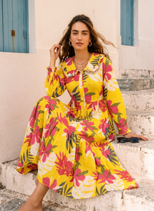 2023 New Arrivals <b>Summer</b> Eco-Friendly Women's Casual <b>Bohemian</b> Floral Long Maxi <b>Dress</b> Tie Dye Gypsy Chic Viscose Crepe Ruffle - Product Image 5