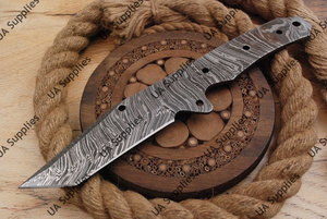 Couteau à lame fixe professionnel personnalisé en acier Damas Full Tang 58 HRC, ultra-affûté, pour le camping en extérieur, vente en gros, ODM - Product Image 4