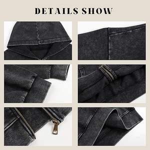 Sweat à capuche zippé pour homme en coton 100% épais, délavé à l'acide, qualité supérieure, lavage vintage, logo personnalisé - Product Image 4