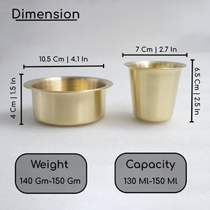 Ensemble de cafetière traditionnelle en laiton artisanal du sud de l'Inde, finition mate, pour offrir en cadeau et pour un usage domestique - Product Image 5