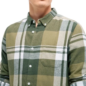 Chemises en flanelle à carreaux foncés décontractées pour hommes, manches longues, coton - Product Image 1