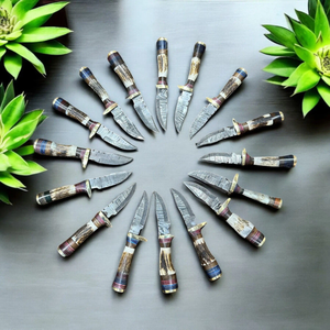 Couteau de chasse artisanal en acier inoxydable avec couteau à dépecer incurvé confortable fait main, manche en bois Pakka et étui en cuir - Product Image 3