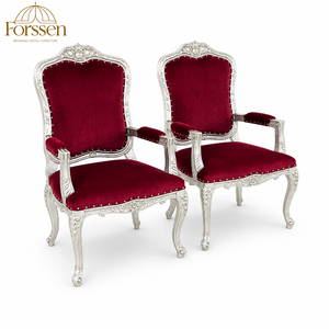 Sedie Nuziali in Stile <span class=keywords><strong>Barocco</strong></span> Francese, Velluto Rosso con Struttura <span class=keywords><strong>Argento</strong></span>, Poltrone per Sposi per Hotel, Banchetti ed Eventi - Product Image 3