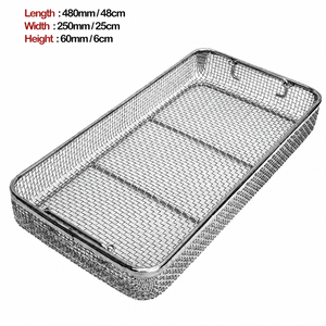 <b>Mesh</b> Tray Wire <b>Basket</b> Sterilization Surgical Dental Instruments Storage Rack Stainless Steel Instrument Tray 480x250x60mm CE - Product Image 6