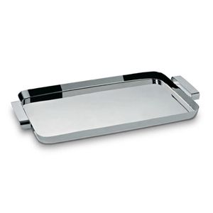Plateau de service rectangulaire en acier inoxydable poli de luxe, plateau décoratif en métal pour table basse, hôtel, restaurant, buffet - Product Image 2