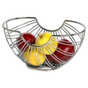 Artisanaux Style minimaliste panier en métal qualité fruits boisson panier de rangement organisateur de cuisine nickel fini et table déco - Product Image 1