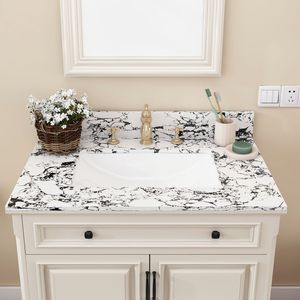 Top per Mobile Bagno in Marmo Artificiale 31x22 Pollici con Lavabo in Ceramica Sottopiano e Paraschizzi a 3 Rubinetti per i Tuoi Mobili Bagno - Product Image 2