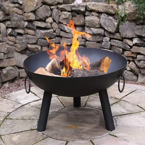 Compact outdoor iron fire pit with rustic finished and spark arrestor for <b>small</b> gardens patios and porches - Product Image 2