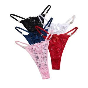 Culotte string en coton de luxe, dentelle découpée, taille basse, tricotée, séduction, pour femme, vente en gros - Product Image 4