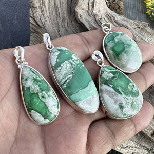 Collier pendentif en variscite naturelle de l'Utah, argent sterling 925, style bohème, bijoux de mariage - Pierre de variscite verte, cadeau - Product Image 5