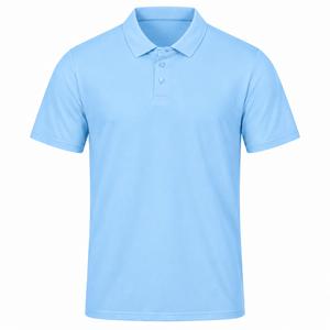 Prix bas, faible MOQ, 100% polyester, blanc uni, tricoté, anti-boulochage, manches courtes, uniforme, logo personnalisé brodé ou imprimé, pour hommes - Product Image 4