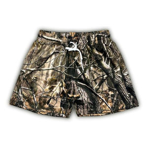 Shorts de sport amples personnalisables avec logo, imprimé jungle, camouflage 2-en-1, en toile 100% polyester, coupe-vent, avec cordon de serrage - Product Image 3