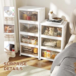 Bacs de rangement empilables à 4 niveaux de 23 QT avec couvercles, organisateurs de placard pliables sur roulettes - Product Image 4
